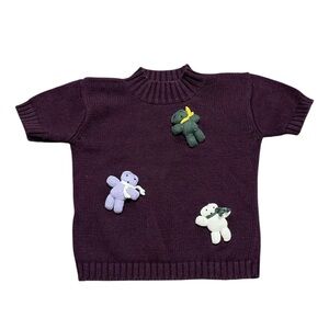 Vintage Amy Byer Short Sleeve Teddy Bear Sweater